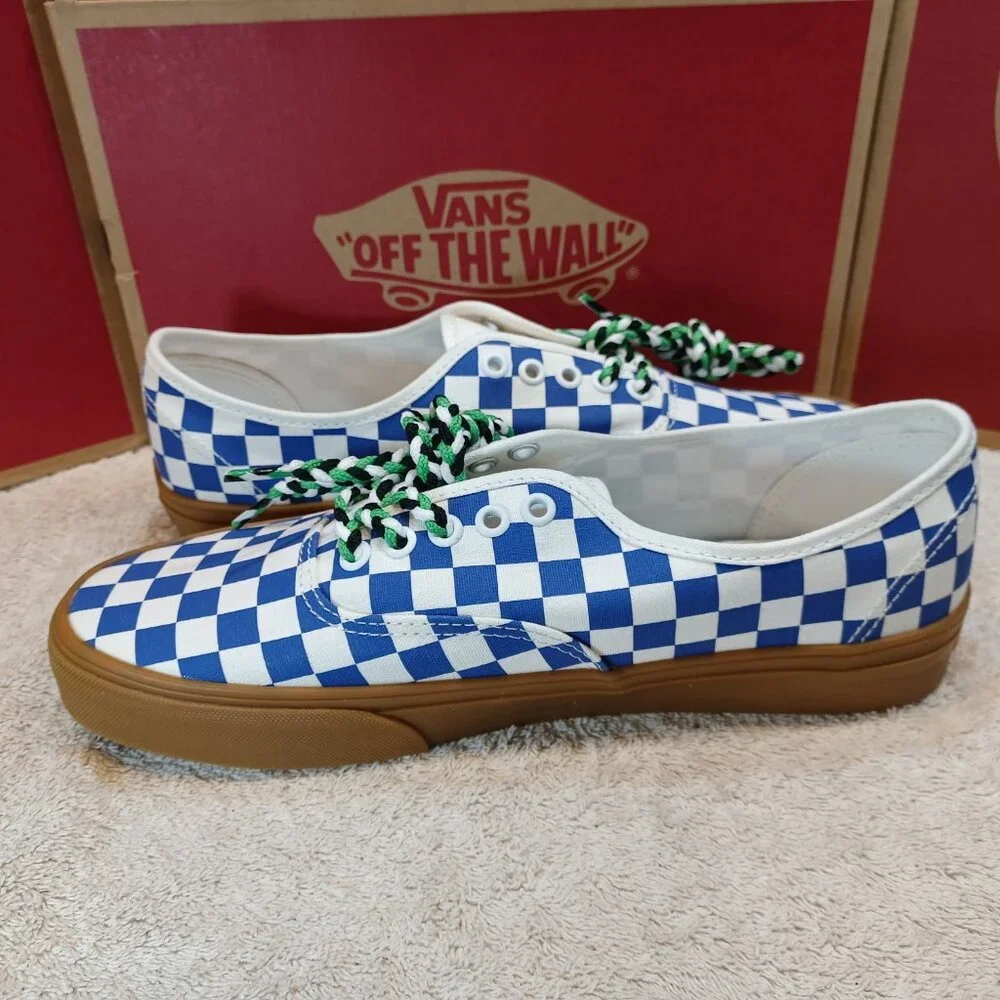 Vans Men's 9.5/Women's 11 Authentic Blue/Gum Checkerboard VN0009PVY6Z